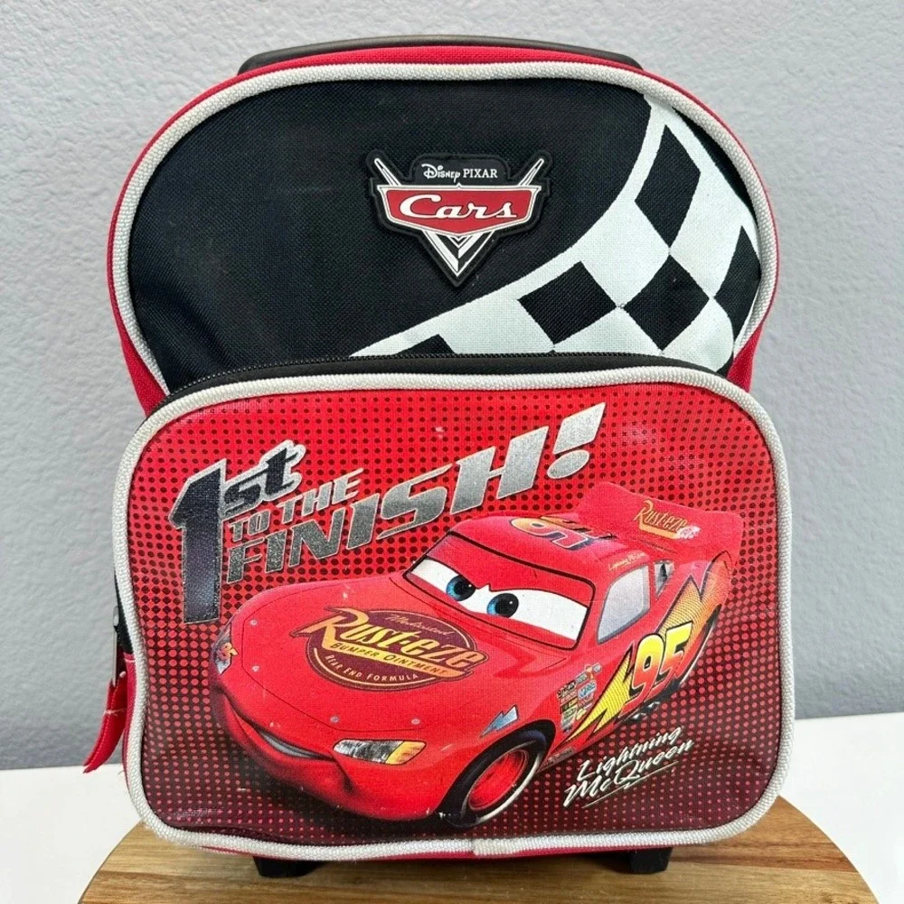 Y2K Disney Pixar Cars Lightning McQueen Rolling Backpack Suitcase 13